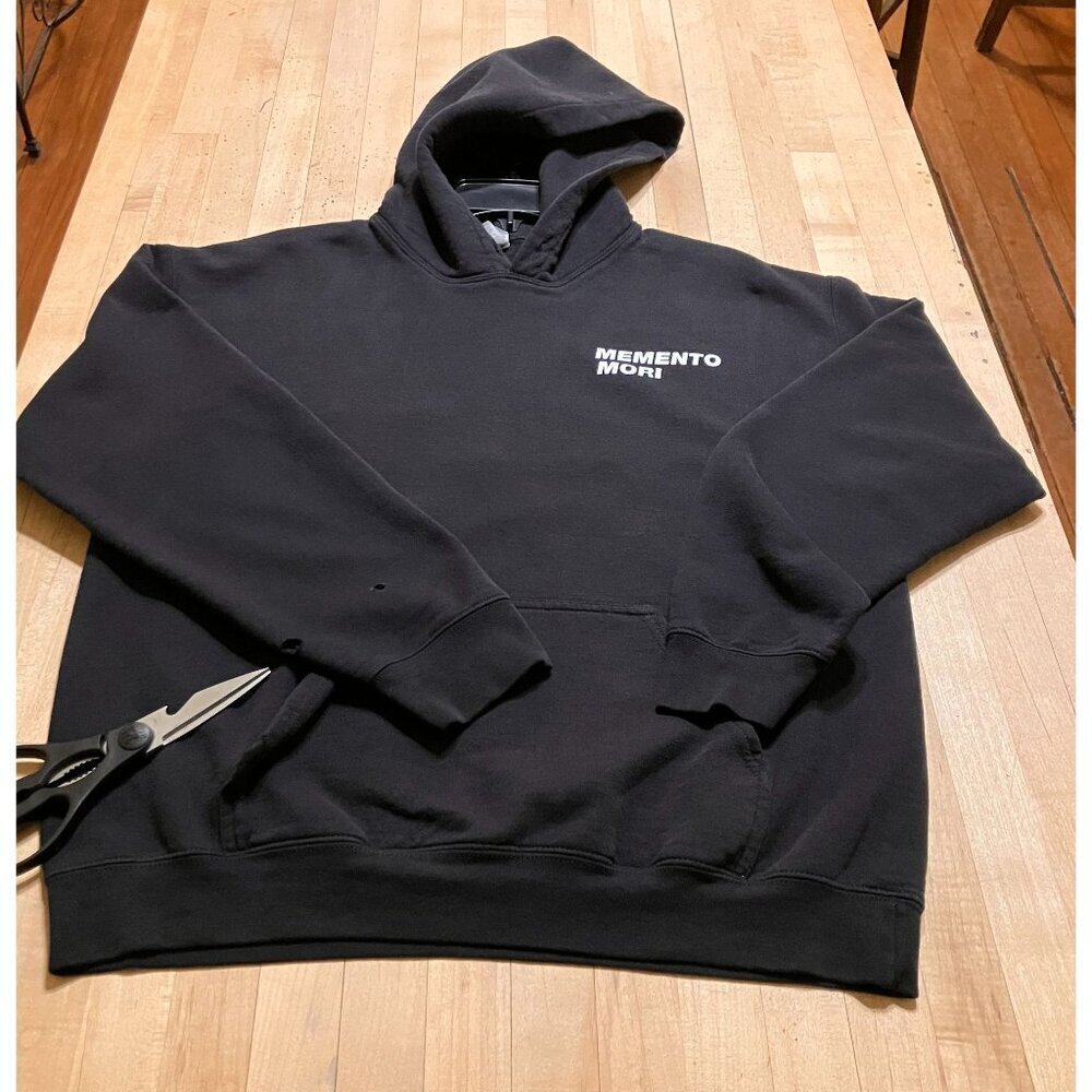 Memento Mori Mens THRASHED Crow Skull Dagger Moon Hoodie Sz. Medium Black AN GDD - Picture 5 of 12